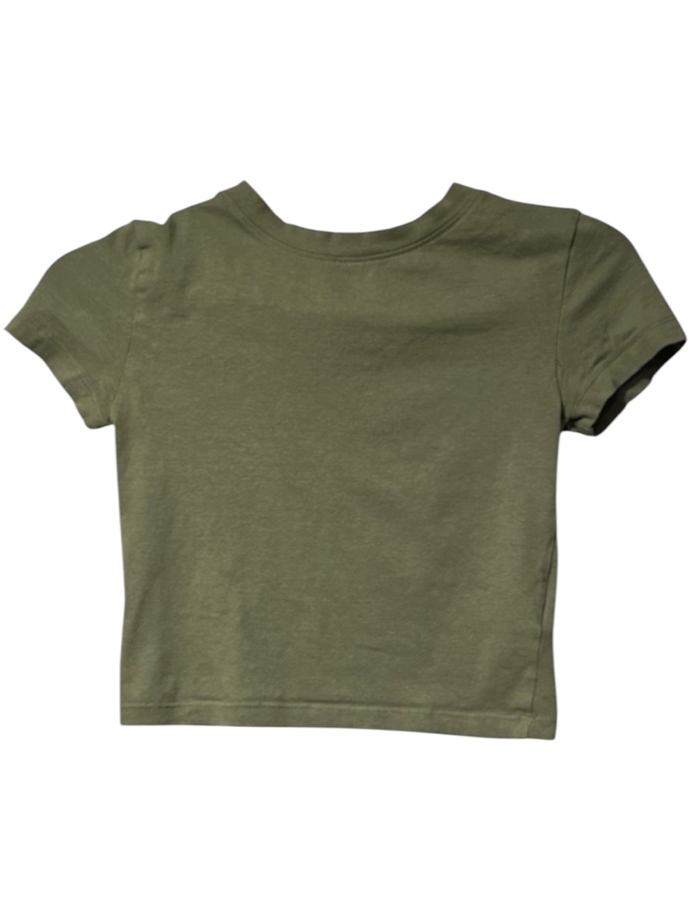 H&M Olive Green Cropped Tee Small | Soft Basic Short Sleeve Minimalist Top